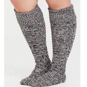 Speckle Cable Knit Knee High Socks